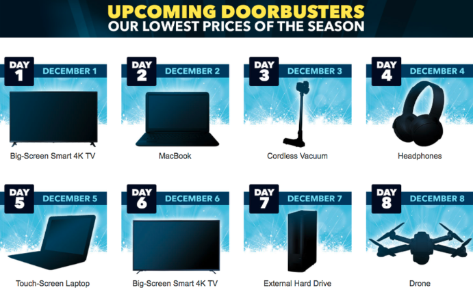 8 days of doorbusters banner from Best Buy